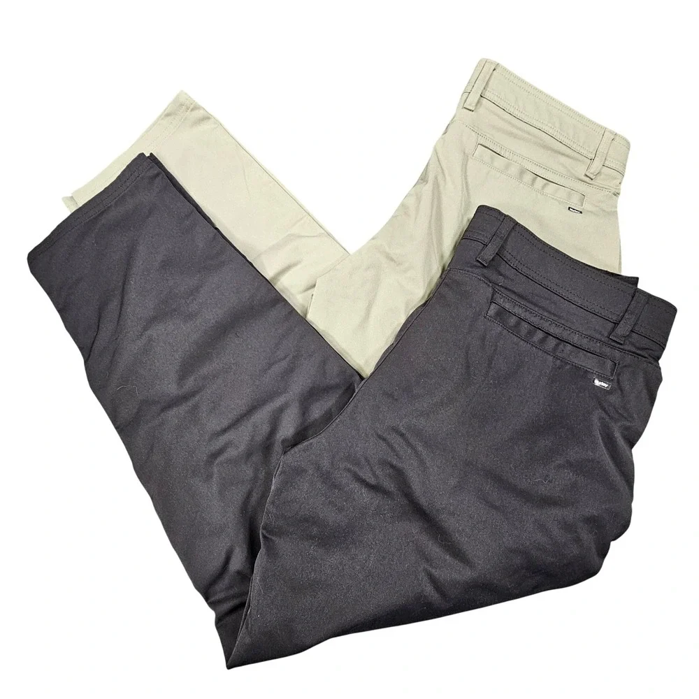 Hurley Jet Set Tech Pants Mens 36x30 Khaki & Black Performance Hiking 2-Pack